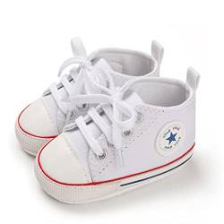SIFANGPING Lauflernschuhe Baby rutschfeste und atmungsaktive 0-18M Canvas-Schuhe mit weicher Sohle für Jungen und Mädchen EU 20 weiß Rot von SIFANGPING