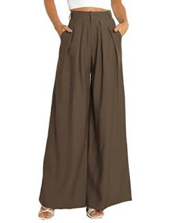 Kocowoo Damen High Waist Casual Wide Leg Palazzo Pants Dress Pants for Women Work Pants with Pockets for Women Office, Khaki, 40 von SIFLIF