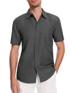 SIHOHAN Hemd Herren Kurzarm Herren Freizeithemd Businesshemd mit Brusttasche Sommer Strand Kurzarmhemd Hemd Button Regular Fit Shirt Oberteile Modern Einfarbig Basic Hemd für Männer von SIHOHAN