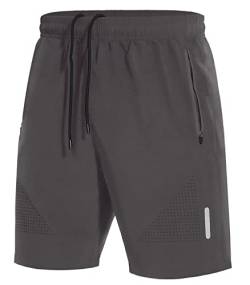 SIHOHAN Kurze Hosen Herren Sporthose Schnelltrocknend Sportbekleidung Jogginghose Sport Shorts mit Reißverschlusstasch Geeignet für Verschiedene Freizeit und Sport Gelegenheiten(Grau,M) von SIHOHAN