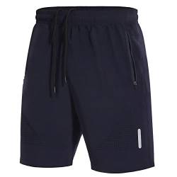 SIHOHAN Kurze Hosen Herren Sporthose Schnelltrocknend Sportbekleidung Jogginghose Sport Shorts mit Reißverschlusstasch Geeignet für Verschiedene Freizeit und Sport Gelegenheiten(Marineblau,3XL) von SIHOHAN