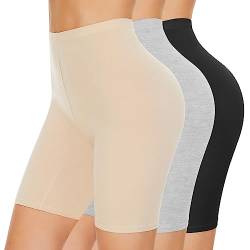 SIHOHAN Radlerhose Damen Baumwolle Boxershorts Unterwäsche Anti scheuern Unterhose Hose unter Kleid Kurze Shorts(Schwarz+Beige+Grau,M) von SIHOHAN