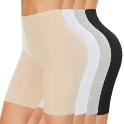 SIHOHAN Radlerhose Damen Baumwolle Boxershorts Unterwäsche Anti scheuern Unterhose Hose unter Kleid Kurze Shorts(Schwarz+Weiß+Beige+Grau,S) von SIHOHAN