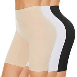SIHOHAN Radlerhose Damen Baumwolle Boxershorts Unterwäsche Anti scheuern Unterhose Hose unter Kleid Kurze Shorts(Schwarz+Weiß+Beige,M) von SIHOHAN