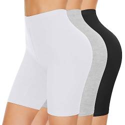 SIHOHAN Radlerhose Damen Baumwolle Boxershorts Unterwäsche Anti scheuern Unterhose Hose unter Kleid Kurze Shorts(Schwarz+Weiß+Grau,L) von SIHOHAN