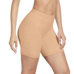 SIHOHAN Radlerhose Damen kurz, Unterhosen mit Bein Boxershorts Damen Kurze Leggings Shorts, Unterziehhose Hose unter Kleid Radler Unterwäsche, hohe Taille und Bequem(Beige,M) von SIHOHAN