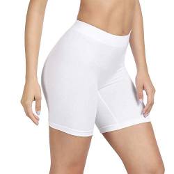 SIHOHAN Radlerhose Damen kurz, Unterhosen mit Bein Boxershorts Damen Kurze Leggings Shorts, Unterziehhose Hose unter Kleid Radler Unterwäsche, hohe Taille und Bequem(Weiß,L) von SIHOHAN