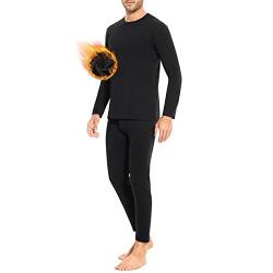 SIHOHAN Thermounterwäsche Herren Set, Funktionsunterwäsche, Skiunterwäsche, Thermo Unterwäsche Männer Winter mit Innenfleece (Schwarz, M) von SIHOHAN