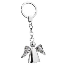 SILBERKANNE Schlüsselanhänger Schutzengel Engel mit Kristalle 11,5x5x1,5 cm Premium Silber Plated edel versilbert in Top Verarbeitung von SILBERKANNE