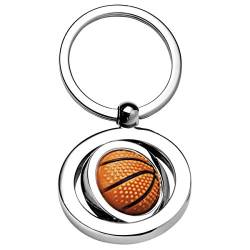 SILBERKANNE Schlüsselanhänger mit Basketball beweglich 7x3 cm Premium Silber Plated edel versilbert in Top Verarbeitung. Fertig zum verschenken mit schicker Geschenkverpackung von SILBERKANNE