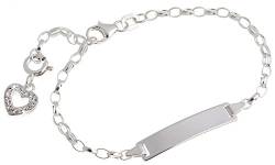 ID-Gravurarmband mit Herz, 925 Silber, inkl. Gravur, 16cm universell verstellbar von SILBERKETTEN STORE DEIN SCHMUCK ONLINE SHOP