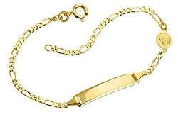 SILBERKETTEN STORE DEIN SCHMUCK ONLINE SHOP Kinder/Baby Gravur-Armband Figaro mit Schutzengel inkl. Gravur- 333 Gold - Länge wählbar von 12-16cm von SILBERKETTEN STORE DEIN SCHMUCK ONLINE SHOP