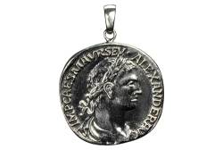 SILBERMOOS Damen Anhänger Münze Nachbildung antik römisch Kaiser Caesar rund geschwärzt 925 Sterling Silber von SILBERMOOS