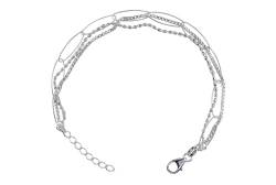 SILBERMOOS Damen Armband Multifili Dreifach-Armband aus 3 ovalen Geflechten Design Statement Layering, 18 cm + Verlängerung, 925 Sterling Silber von SILBERMOOS