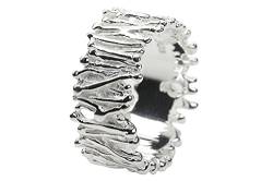 SILBERMOOS Damen Herren Partner Ring Stäbchen Wurzeln Streifen extravagant matt glänzend 925 Sterling Silber, Größe:52 von SILBERMOOS