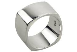 SILBERMOOS Damen Herren Ring Bandring Viereck viereckig quadratisch massiv glänzend Sterling Silber 925, Größe:60 von SILBERMOOS