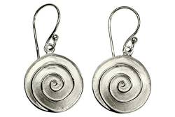 SILBERMOOS Damen Ohrhänger Spirale Kreis rund matt Sterling Silber 925 Ohrringe Ohrschmuck von SILBERMOOS
