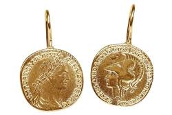 SILBERMOOS Damen Ohrhänger vergoldet römische Münze Caesar antik rund 925 Sterling Silber Ohrringe Ohrschmuck von SILBERMOOS