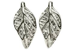 SILBERMOOS Damen Ohrstecker Blattmotiv Blatt matt Sterling Silber 925 Ohrringe von SILBERMOOS