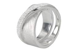 SILBERMOOS Damen Ring Criss-Cross-Ring diamantiert Design Motiv Ring breit Sterling Silber 925, Größe:54 von SILBERMOOS