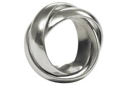 SILBERMOOS Damen Ring Dreierring verspielt massiv handgeschmiedet glänzend Sterling Silber 925, Größe:52 von SILBERMOOS
