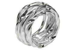 SILBERMOOS Damen Ring Kordelring Wickelring gewickelt Kordel matt Sterling Silber 925, Größe:62 von SILBERMOOS