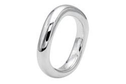 SILBERMOOS Ring Damen Herren Partner Ring Bandring gewellt bauchig massiv glänzend Sterling Silber 925, Größe:52 von SILBERMOOS