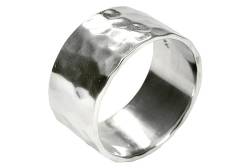 SILBERMOOS Ring Damen Herren Partner Ring Bandring glänzend gehämmert breit Sterling Silber 925, Größe:52 von SILBERMOOS
