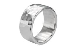 SILBERMOOS XL XXL Ring Damenring Herrenring Partnerring Ehering Schmiedering Bandring gehämmert breit massiv Sterling Silber 925 Größe 64, 66, 68, 70, 72, 74, Größe:64 von SILBERMOOS