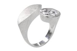 SILBERMOOS XL XXL Ringe in großen Größen Damen Ring mit Zirkonia Diamantschliff Design Motiv breit offen strahlend Sterling Silber 925, Größe 64 66 68 70, Größe:64 von SILBERMOOS