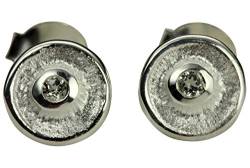 SILBERMOOS süße Damen Ohrstecker rund mit weißem Topas 925 Sterling Silber matt Ohrringe von SILBERMOOS