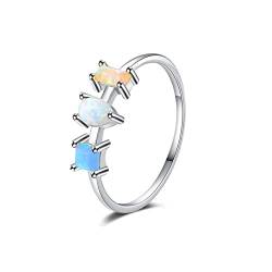 Opal Rings 925 Sterling Silver Cute 1MM Thin lab Created Birthstone Stackable thumb Finger Statement Rings for Women Size 50 von SILBERTALE