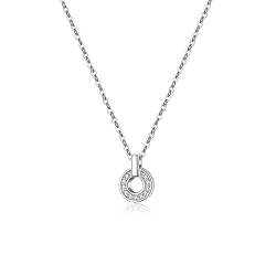 SILBERTALE 925 Sterling Silber CZ Zirkonia 6,8 MM innere kreisförmige Halskette Kreuzgliedkette Dünne Gliederkette für Frauen 15-17 Zoll von SILBERTALE