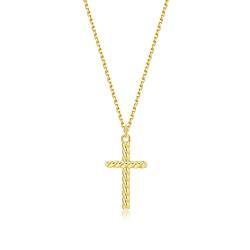 SILBERTALE 925 Sterling Silber Gold Zierliche Kruzifix Halskette für Frauen Minimalistische Kreuz Anhänger Schlüsselbein Halskette 15,75-17,72 Zoll von SILBERTALE