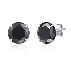 SILBERTALE 925 Sterling Silber Schwarz Cubic Zirkonia 3mm-8mm CZ Ohrstecker Männer Frauen von SILBERTALE