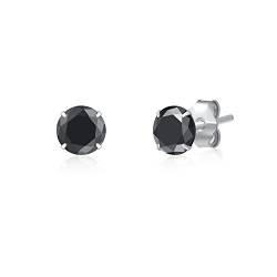 SILBERTALE 925 Sterling Silber Schwarz Cubic Zirkonia 3mm-8mm CZ Ohrstecker Männer Frauen von SILBERTALE