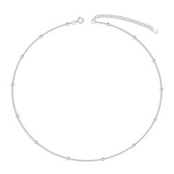 SILBERTALE Choker Halsketten 925 Sterling Silber Kette mit Coin Plättchen Anhänger KugelKette Layered Verstellbare Ketten für Damen von SILBERTALE