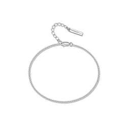 SILBERTALE Dünn Ketten Armbänder für Damen 925 Sterling Silber Einfaches Armbänder für Frauen 16+3CM von SILBERTALE