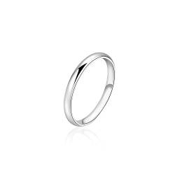 SILBERTALE Dünner Pinky Ring 925 Sterling Silber 2MM Thin Plain Minimalist Stapelbarer Daumen Finger Ring Für Frauen Männer Größe 42-58 von SILBERTALE