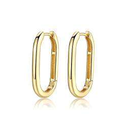 SILBERTALE Minimalistische Rechteck Oval Hoop Ohrringe Sterling Silber Gold Hoop Ohrringe für Frauen Geometrische U-förmige klobige Hoop-Ohrringe von SILBERTALE