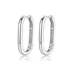 SILBERTALE Minimalistische Rechteck Oval Hoop Ohrringe Sterling Silber Gold Hoop Ohrringe für Frauen Geometrische U-förmige klobige Hoop-Ohrringe von SILBERTALE