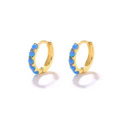 SILBERTALE Opal Creolen Ohrringe Gold Silber 925 Mit Weiß/Blauer Opal Kleinen Creolen Vergoldet Nickelfreie Ohrringe 6/8/10mm von SILBERTALE