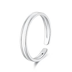 Zehenring Sterling Silber 925 Damen Einfache Offene Fußring Dünne Band Toe Ring Verstellbar Zehring für Frauen Mädchen Fußschmuck von SILBERTALE