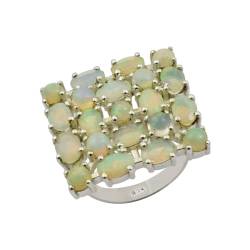 Massiver 925 Sterling Silber natürlicher äthiopischer Opal, großer Cluster-Ring, Geschenk für Damen, handgefertigter Schmuck, 65 (20,7) von SILCASA
