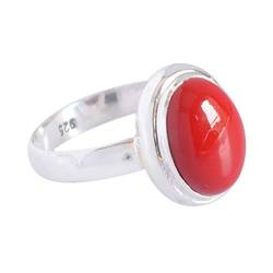 Rote Koralle Schönes Stück Top 925 Sterling Silber Hochzeitsmode Neuer Ring 51 (16,2) von SILCASA