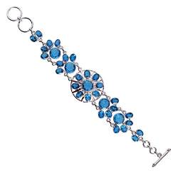 SILCASA Blauer Quarz Edelstein 925 Sterling Silber Kettenarmband handgemachtes Geschenk für Frau von SILCASA