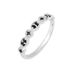 SILCASA Blauer Saphir-Ring aus 925er-Sterlingsilber für Damen, Ehering mit Krappenfassung, Statement-Ring für halbe Ewigkeit, J 1/2, 49 (15.6) von SILCASA