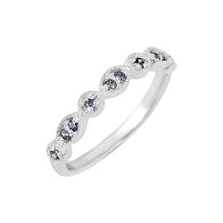 SILCASA Eternity-Bandring mit Amethyst-Edelstein, 925er Sterlingsilber, Verlobungsringe, Geschenk für Hochzeit oder Jahrestag, Damen und Mädchen, O 1/2, 56 (16.8) von SILCASA