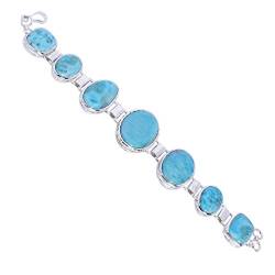 SILCASA Himmelblaues Larimar-Heiledelstein-Kettenarmband aus 925er Silber für Sie 8.5 zoll von SILCASA