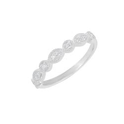 SILCASA Kristallquarz-Verlobungsringe, 925er-Sterlingsilber-Ringe, versprechende Eheringe für Frauen, O 1/2, 56 (16.8) von SILCASA